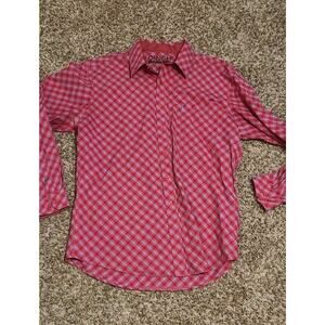 Cinch Red Blue Diagonal Striped Long Sleeve Shirt Mens Size Large